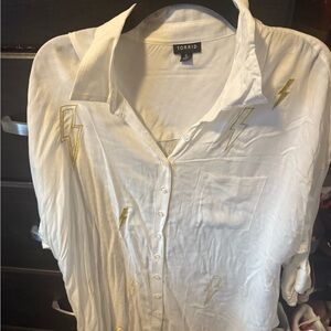 Torrid White Button-Up Blouse